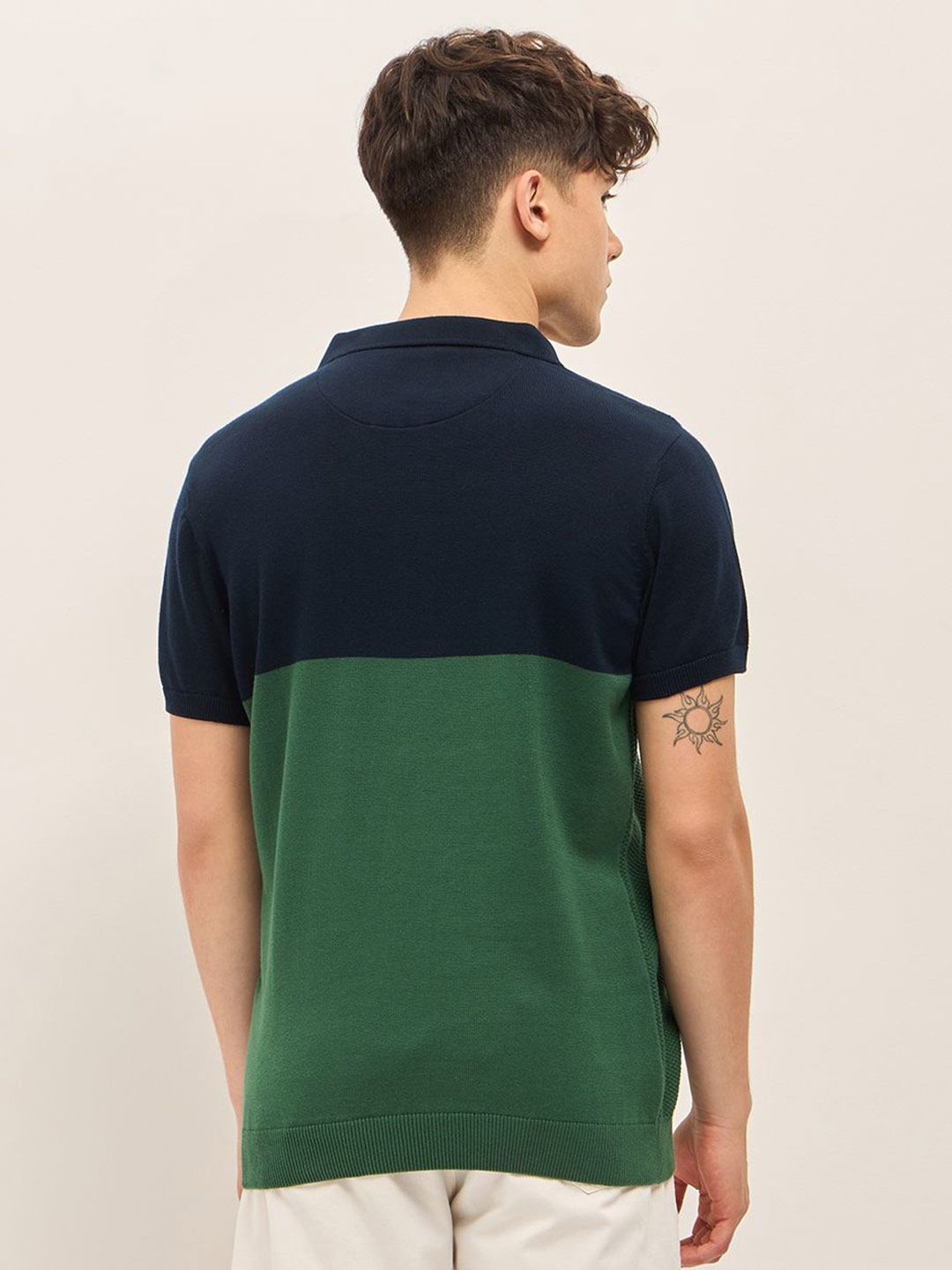 THE BEAR HOUSE Men Colourblocked Polo Collar Cotton T-shirt