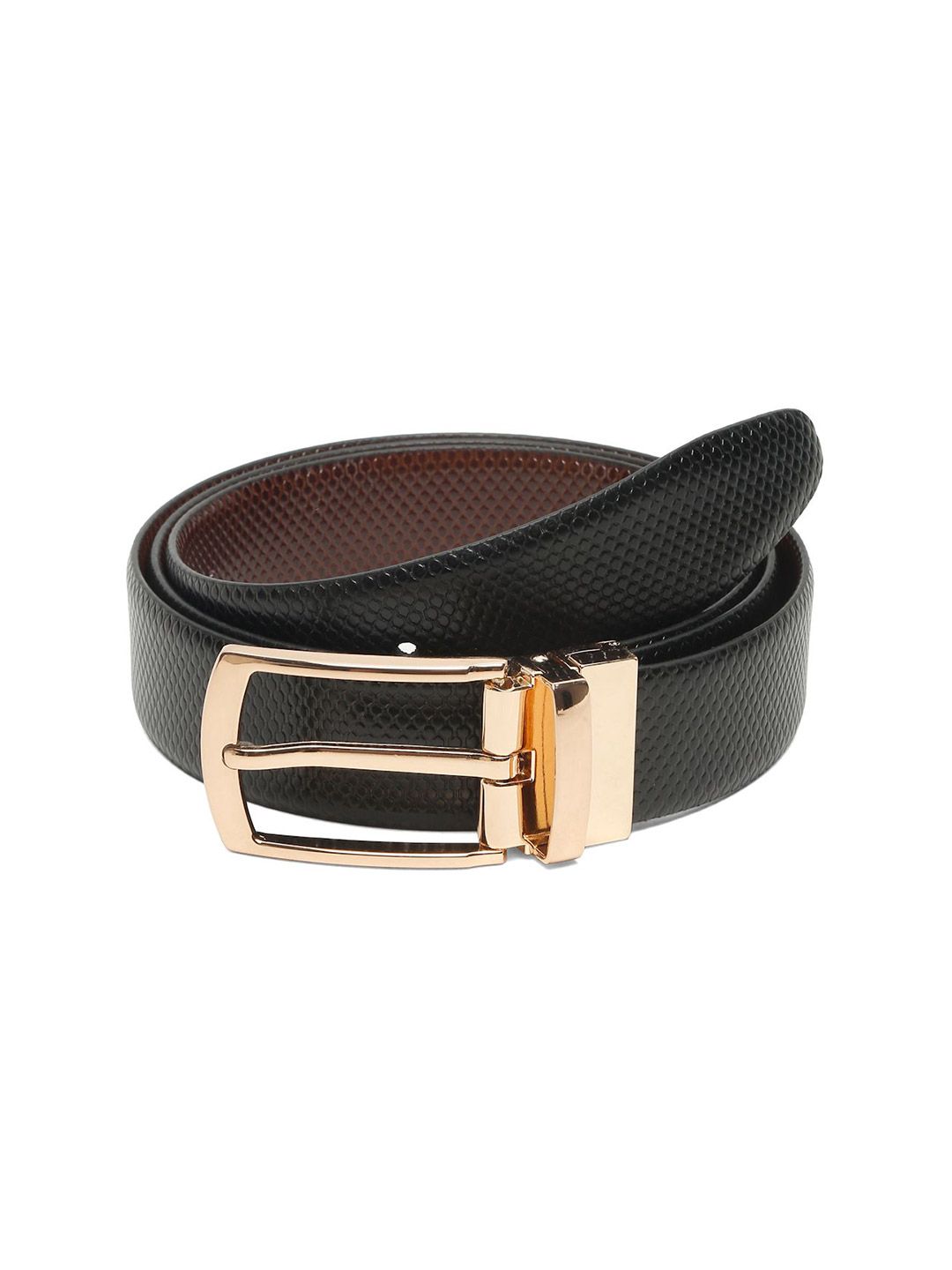 Teakwood Leathers Men Textured Leather Reversible Formal Belt