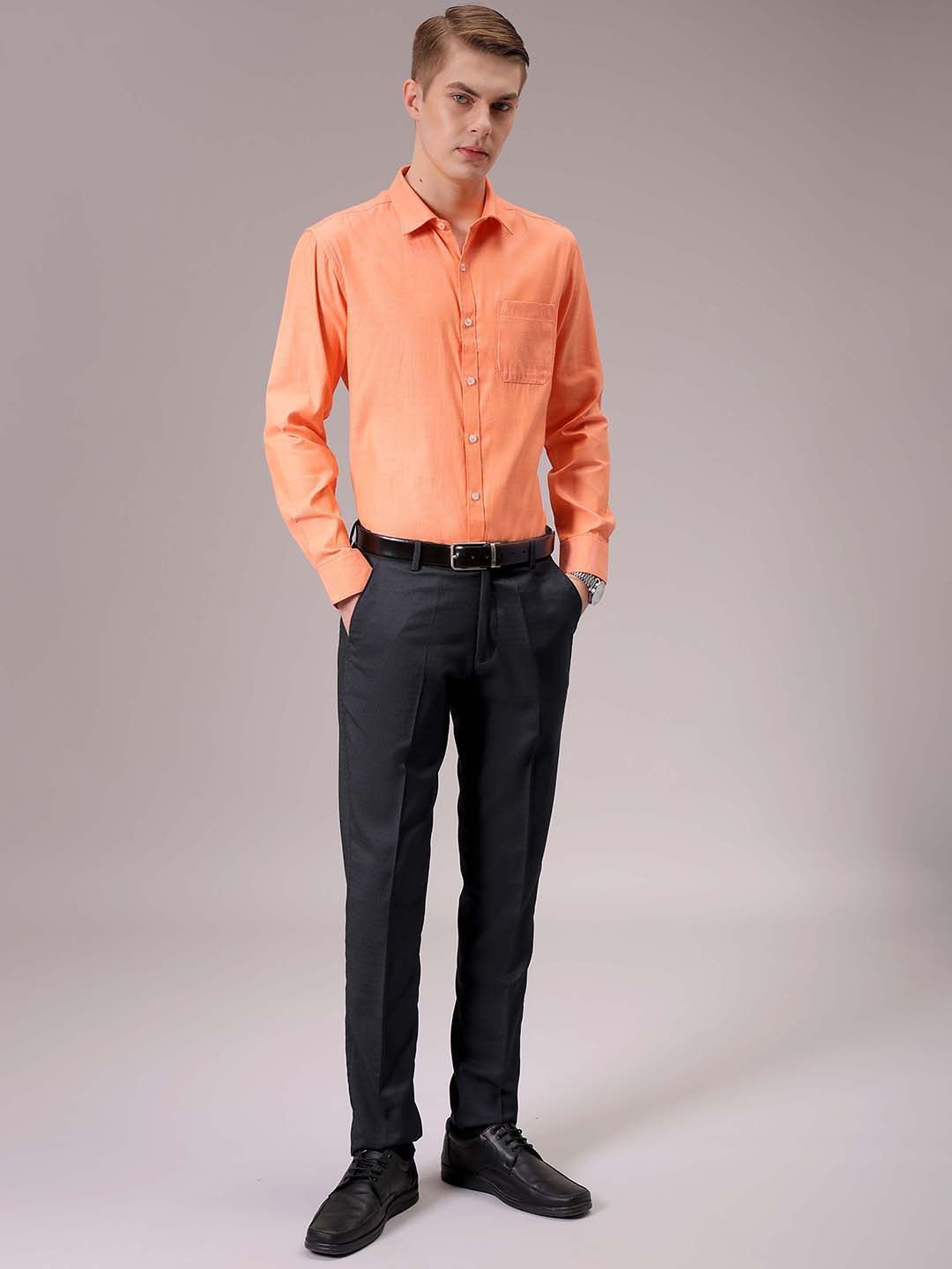 The Indian Garage Co. X Luxe Men Spread Collar Solid Slim Fit Formal Shirt