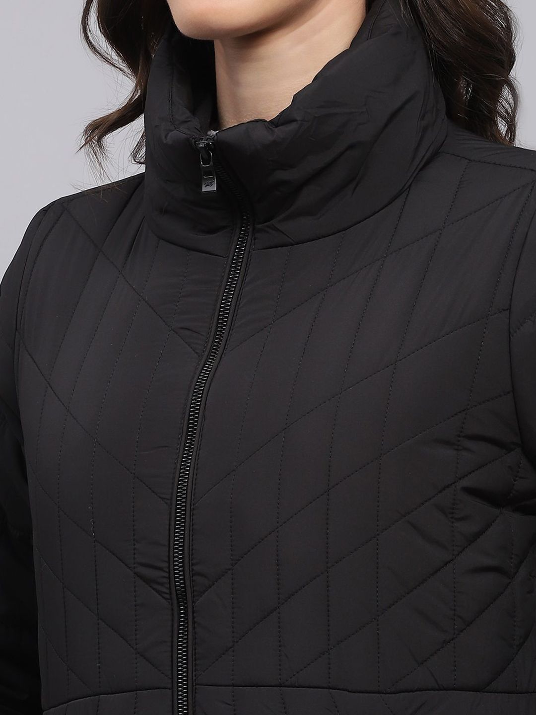 Monte Carlo Women Mock Collar Solid Casual Padded Jacket