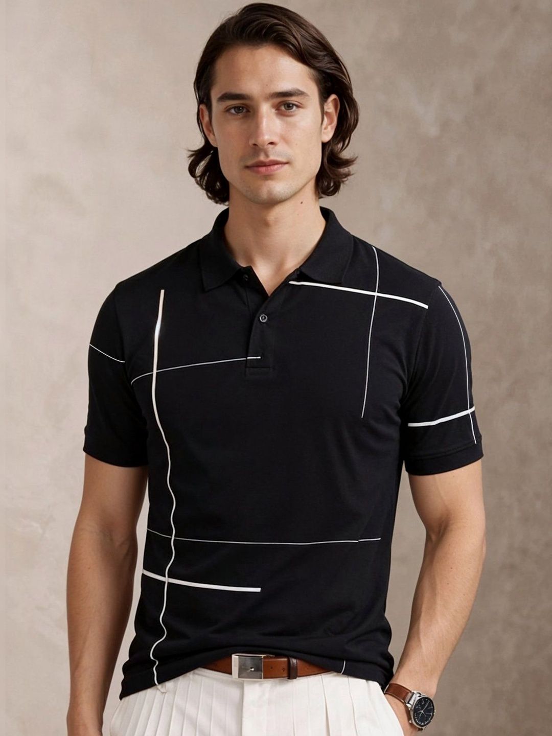 Baju-T Kolar Polo Bercetak ADRO Lelaki