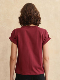 T-Shirt Poket Wanita yang Rareism Printed