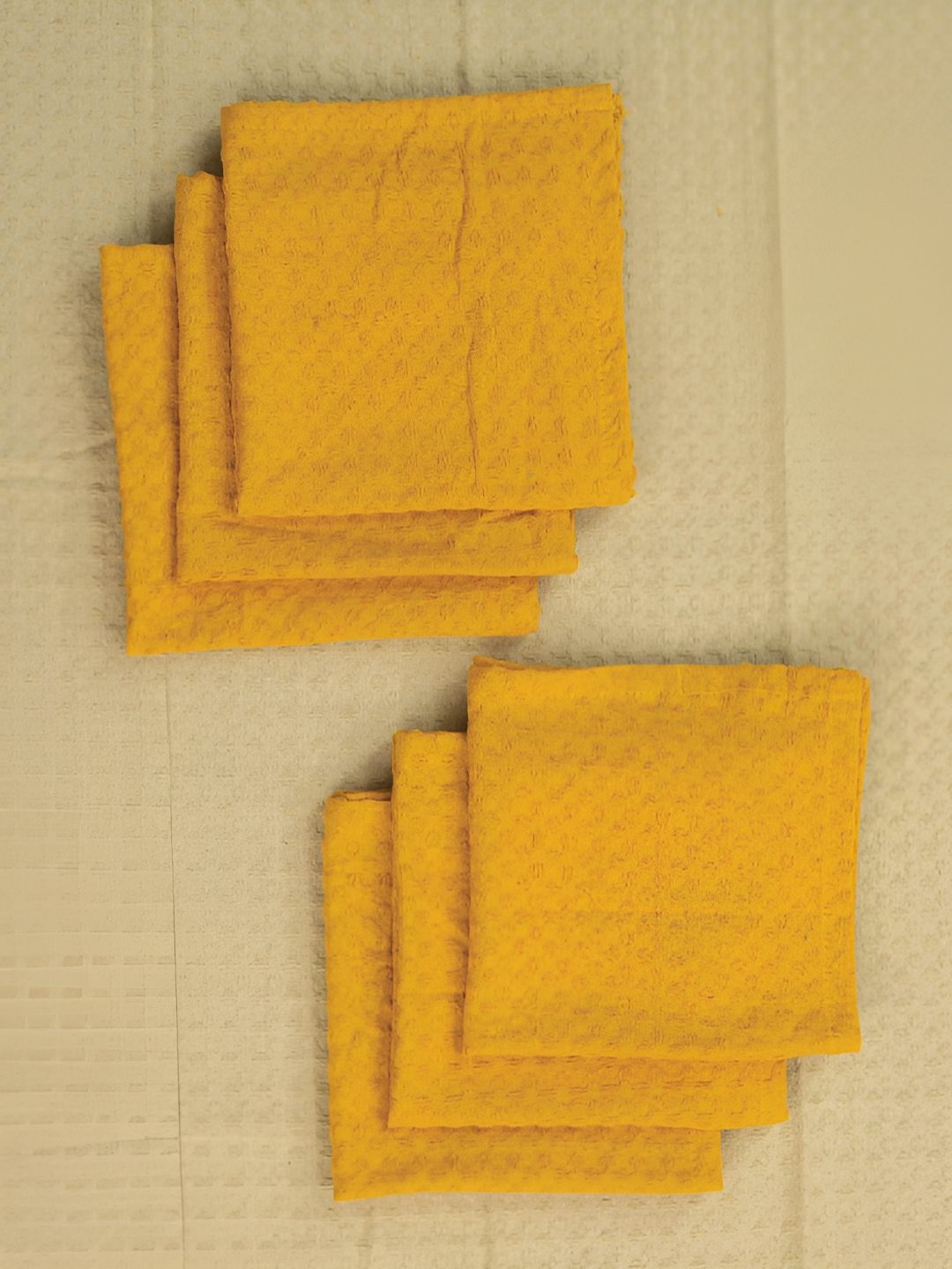 URBAN SPACE 6-Pcs Yellow Textured Cotton Table Napkins