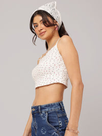 DressBerry Tiny Blooms Lace Insert Cami Crop Top