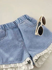 YK Girls Washed Regular Fit Denim Shorts