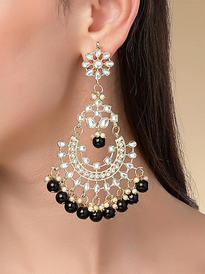 KARATCART Black Gold Plated Classic Chandbalis Earrings