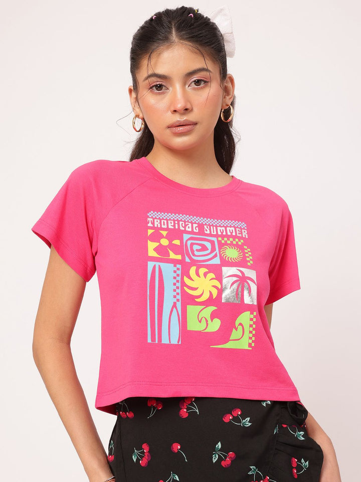 DressBerry Simply Stated Quirky Geometric Printed Relax Tee