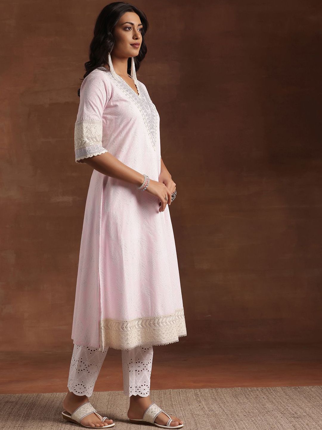 Libas Floral Printed Pure Cotton Kurta with Trousers & Dupatta