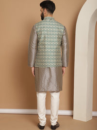 Anouk Ethnic Motifs Regular Kurta with Churidar & Nehru jacket
