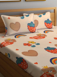 Myntra Elegant Homes Multicolor Printed Flat 300 TC King Double Bedsheet & 2 Pillow Covers
