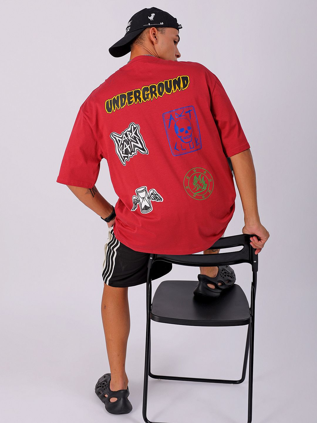 The Indian Garage Co Men Back Printed Oversized Round Neck T-shirt