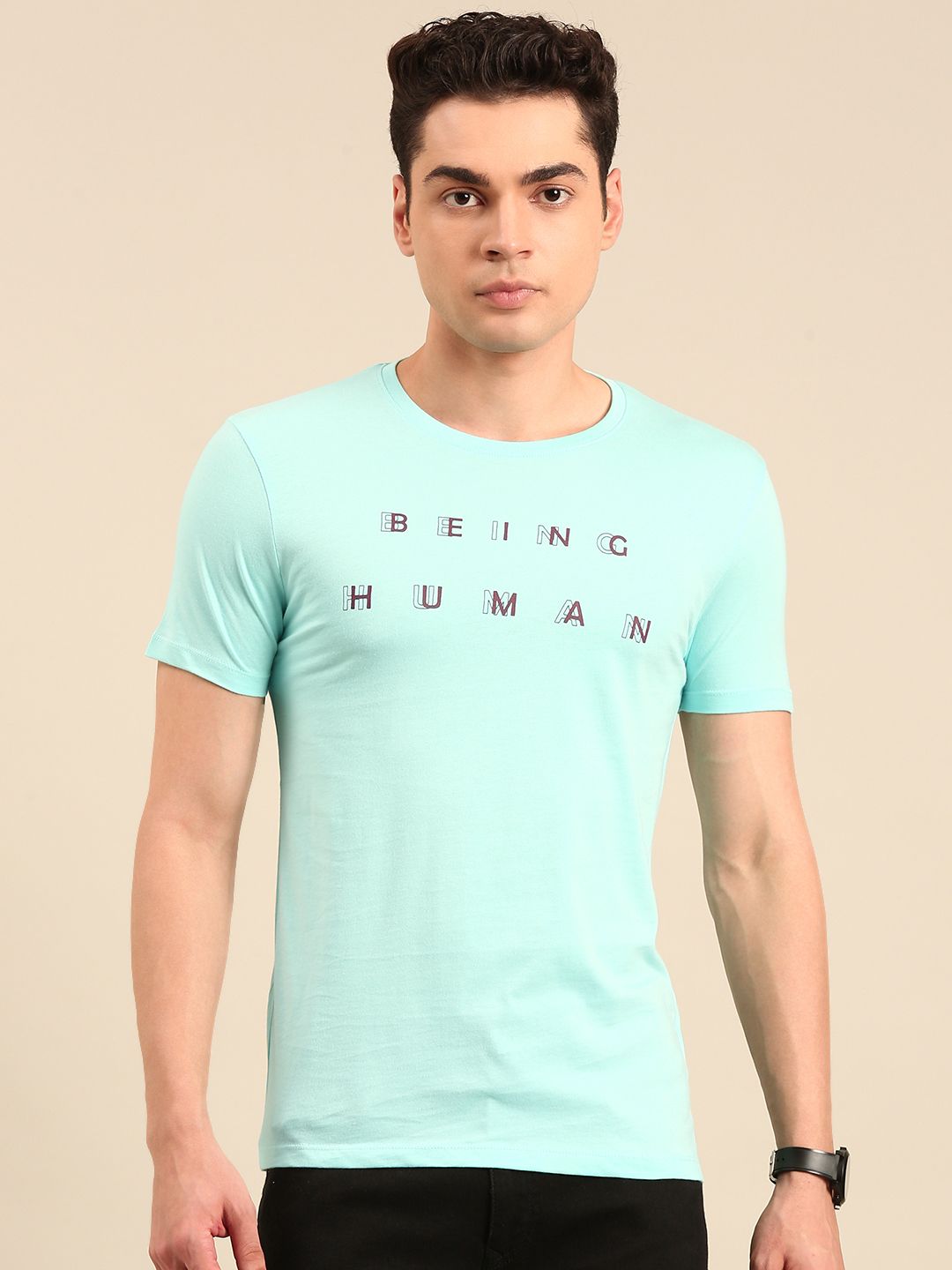 Being Human Typography Printed Pure Cotton T-shirt