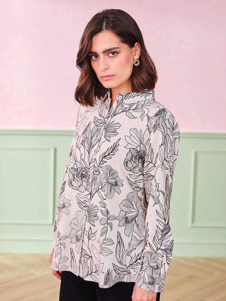 AND Floral Print Shirt Style Top