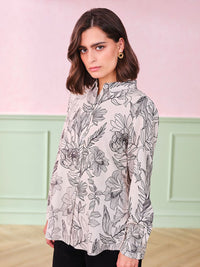 AND Floral Print Shirt Style Top