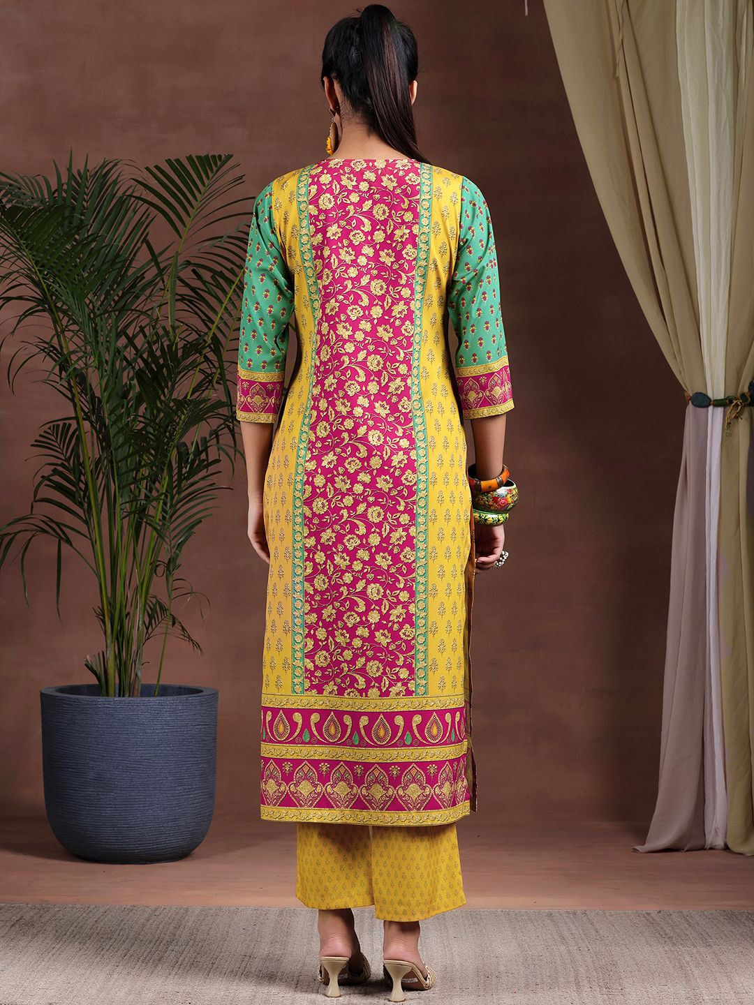 Libas Floral Printed Straight Kurta with Palazzos