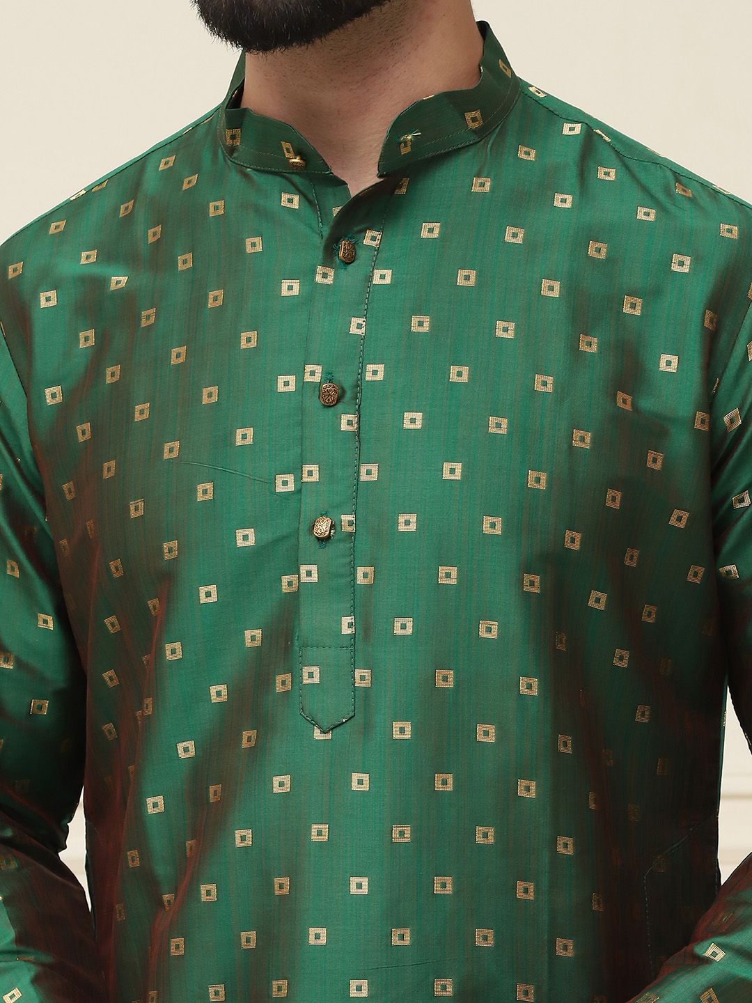 SOJANYA Geometric Printed Band Collar Straight Kurta