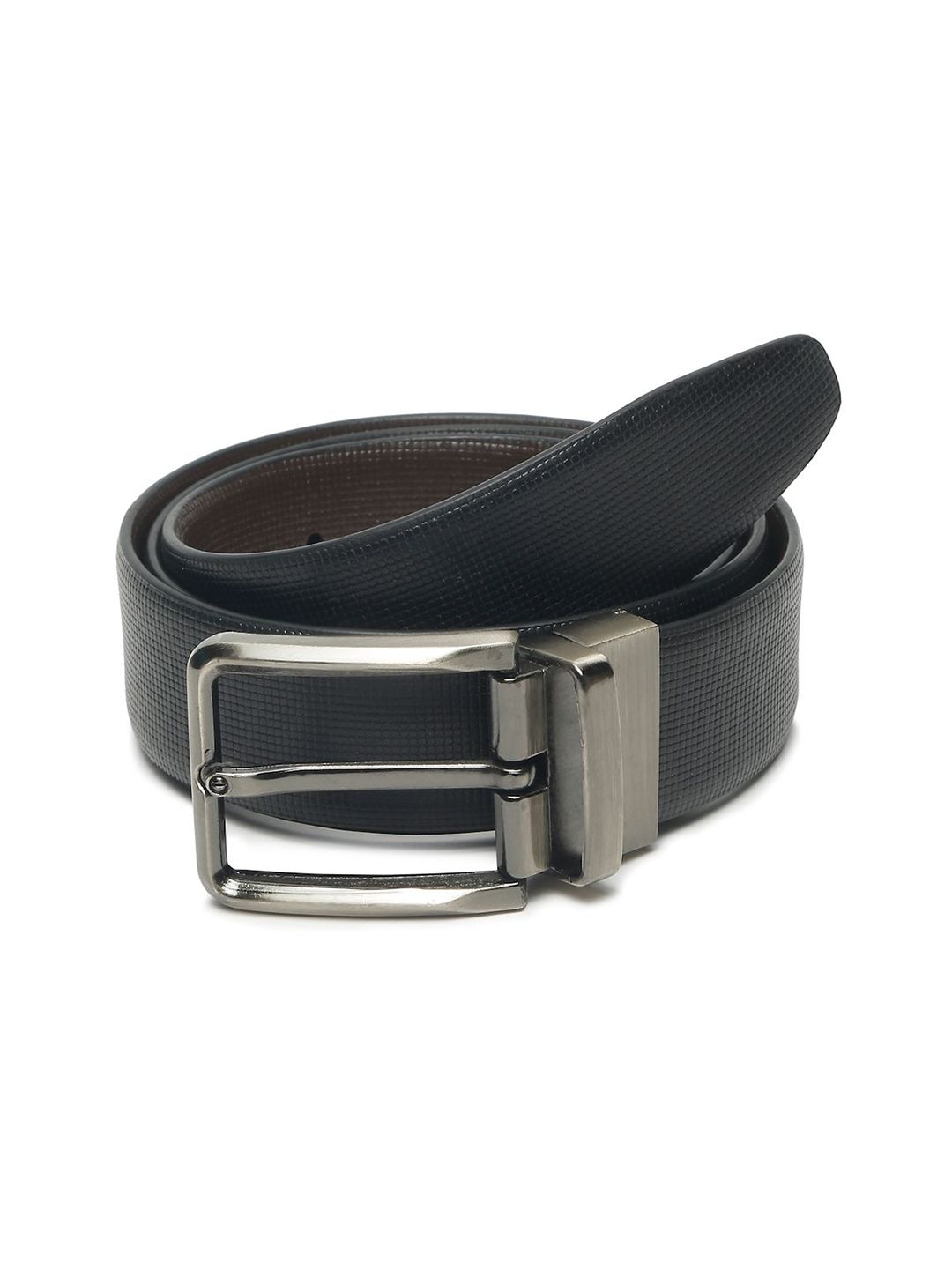 Teakwood Leathers Men Textured Leather Reversible Formal Belt