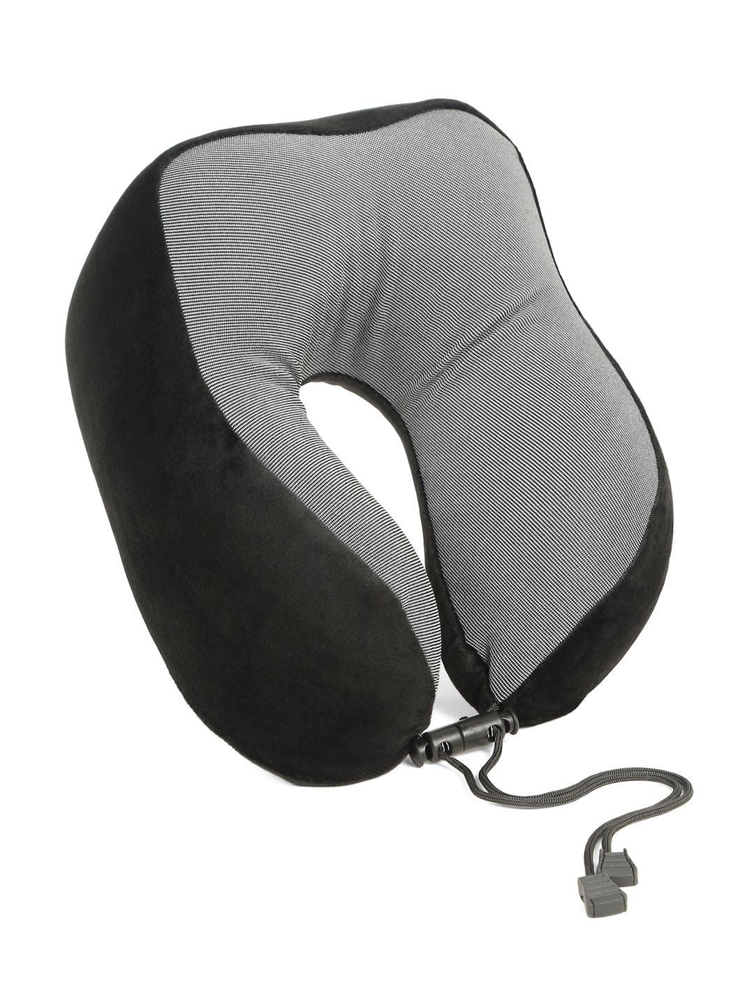 Teakwood Leathers Black Faux Velvet Breathable Travel Pillow