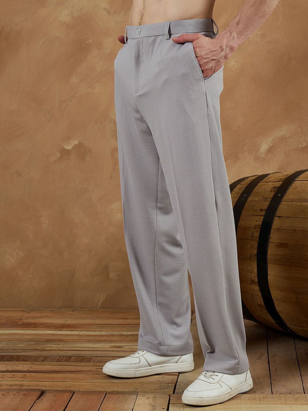 DENNISON Men Korean Loose Fit Four Way Lycra Trouser