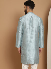 Anouk Men Blue Geometric Thread Work Kurta