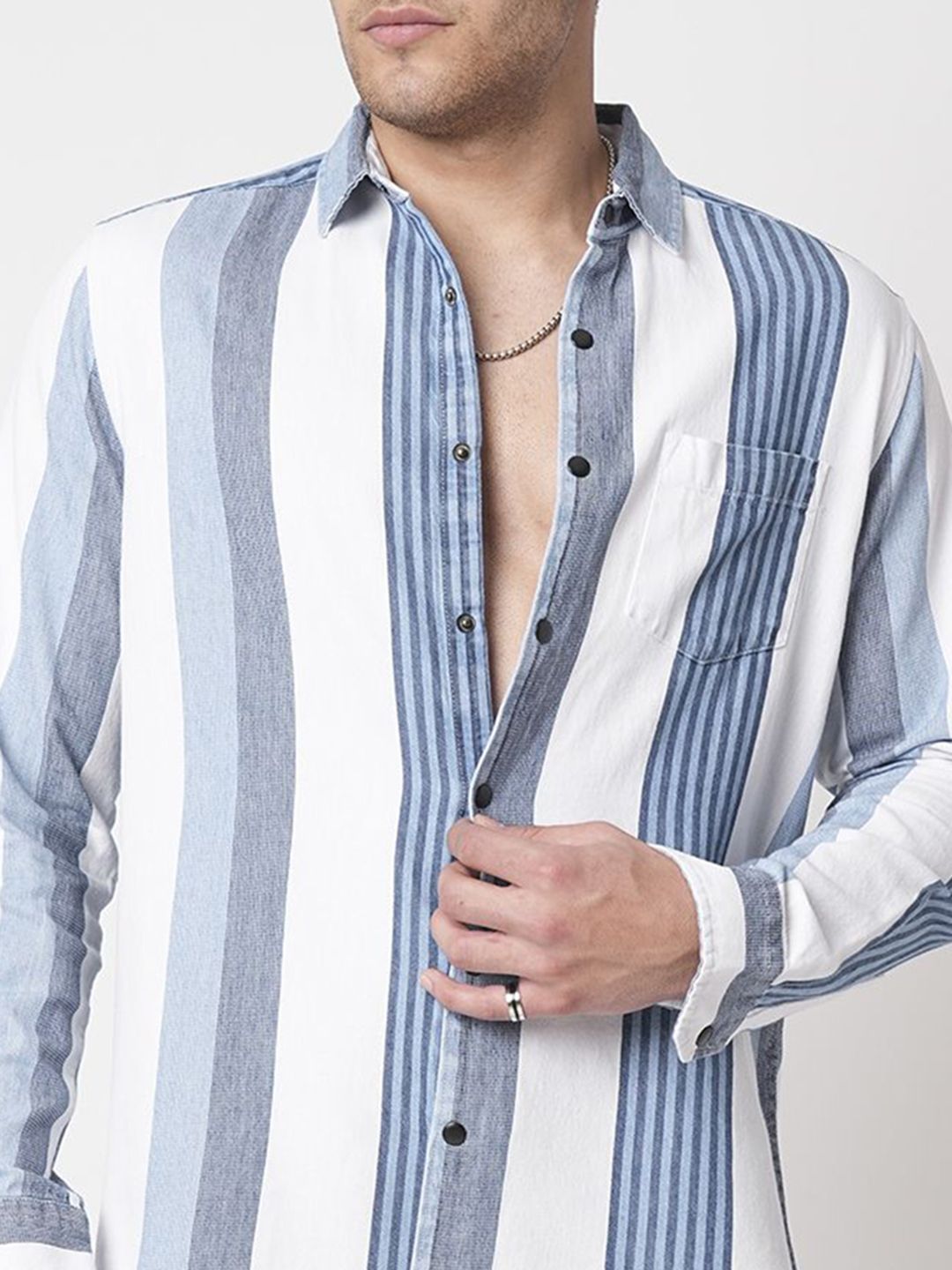 VASTRADO Men Stripes Striped Classic Slim Fit Cotton Casual Shirt