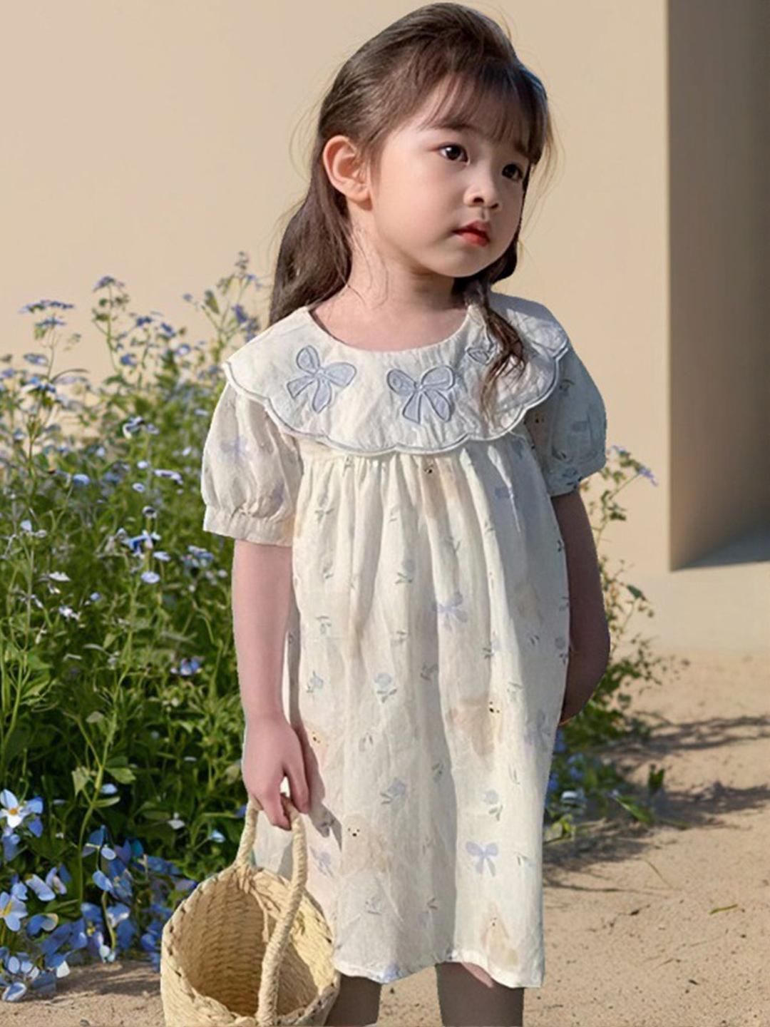 YK Floral Print Puff Sleeve A-Line Dress