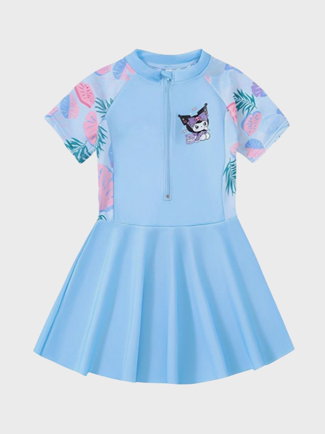 YK Girls Printed Round Neck Swim Dress