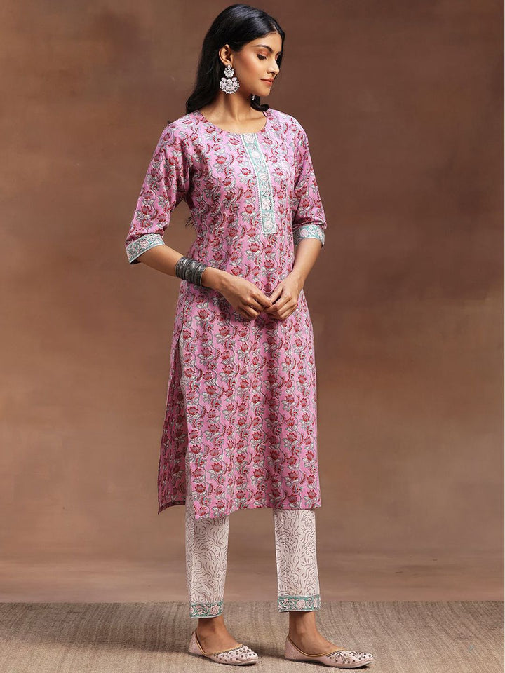 Libas Printed Regular Gotta Patti Pure Cotton Straight Kurta with Trousers & Dupatta