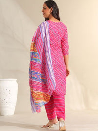 Mamicha Women Ethnic Motifs Printed Regular Mirror Work Pure Cotton Kurta with Trousers & With Dupatta