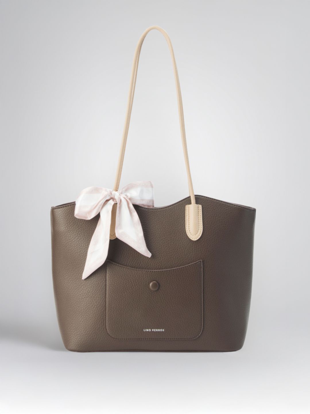 Lino Perros Colourblocked Oversized Bucket Tote Bag with Bow Detail