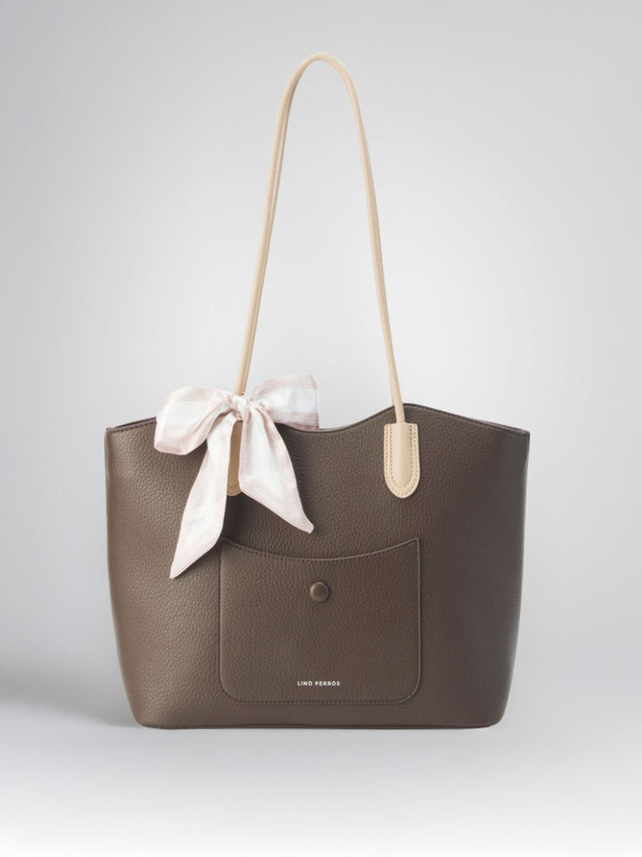 Lino Perros Colourblocked Oversized Bucket Tote Bag with Bow Detail