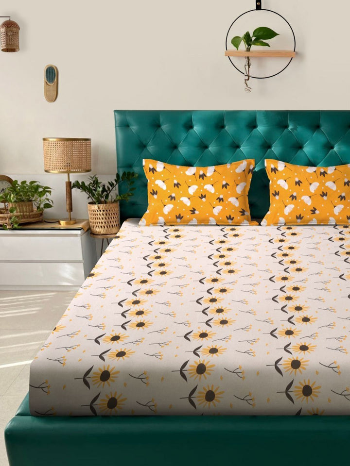 Myntra Elegant Homes Bercetak Warna Peach 300 TC Set Cadar King 2.50 m x 2.20 m
