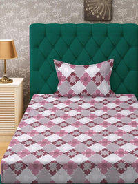KLOTTHE Pink Geometric Cotton Single Bedsheets