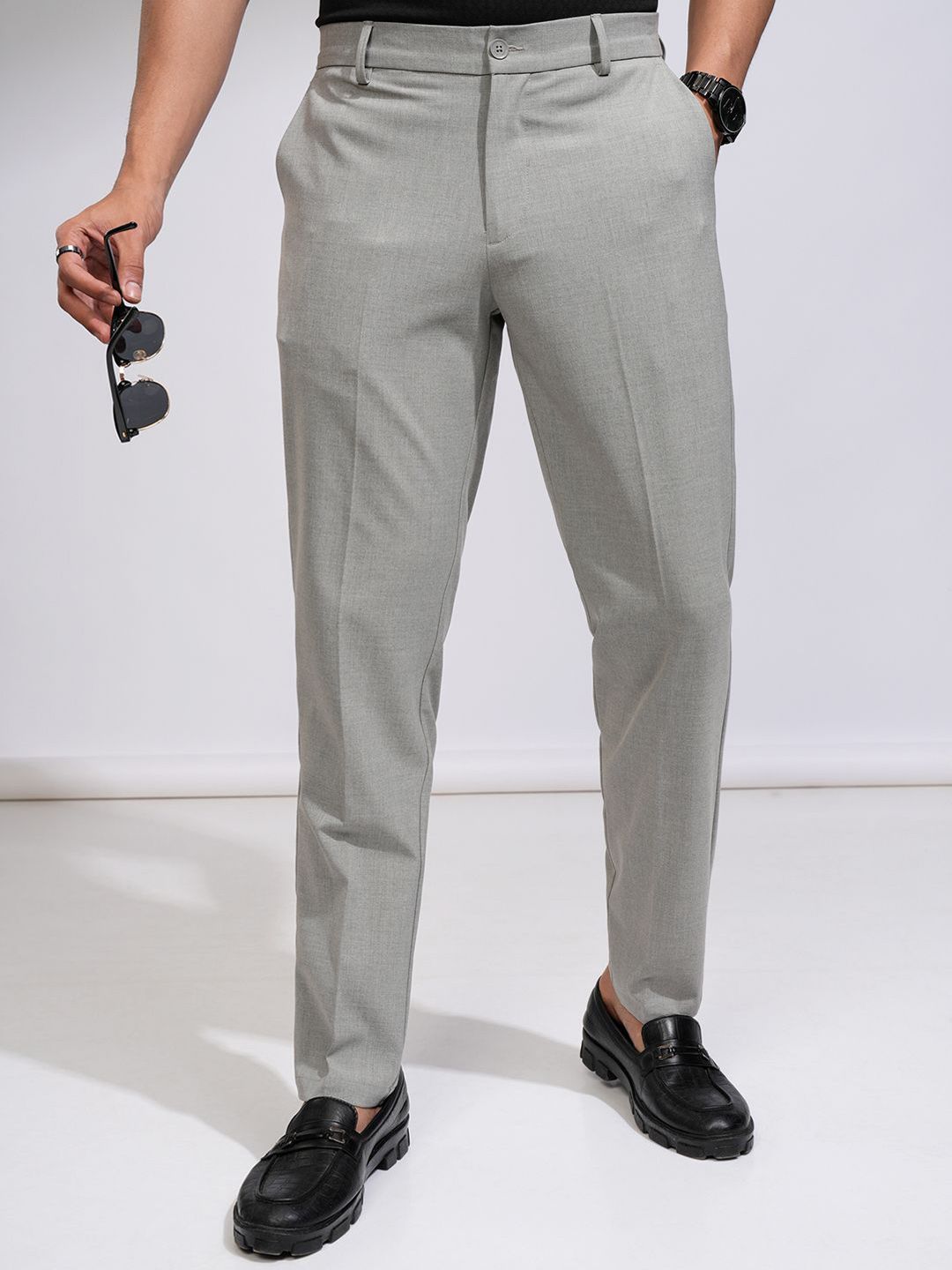 HIGHLANDER Men Corduroy Textured Smart Formal Pant