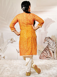 VASTRAMAY Girls Bandhani Printed Regular Kurta with Patiala