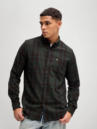 THE BEAR HOUSE Men Button-Down Collar Checked Cotton Slim Fit Casual Shirt