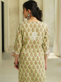 House of Chikankari Women Floral Printed Thread Work Indie Prints Kurta