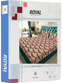 KLOTTHE Brown Floral 300 TC King Bedsheet with 2 Pillow Covers