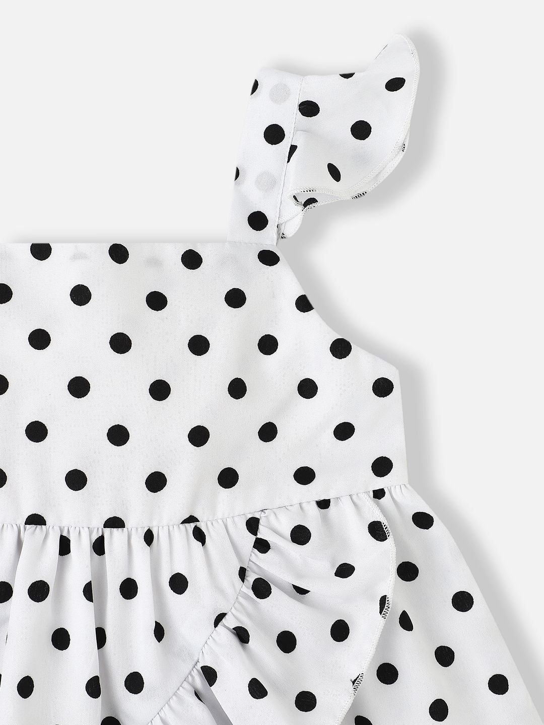 Nauti Nati Polka Dot Printed Flutter Sleeve Layered A-Line Dress