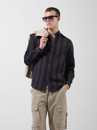 The Indian Garage Co Multi Stripes Striped Slim Fit Cotton Casual Shirt