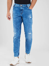 SPYKAR Men Slim Fit Mildly Distressed Light Fade Stretchable Jeans