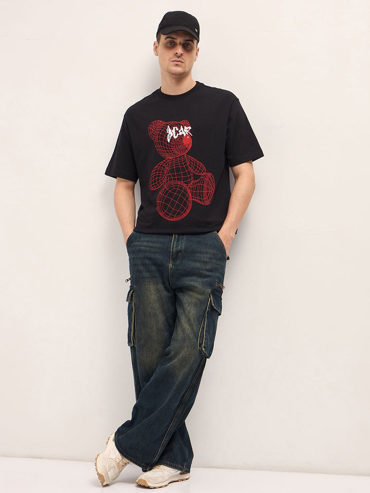 THE BEAR HOUSE Men Graphic Printed Round Neck Cotton T-shirt