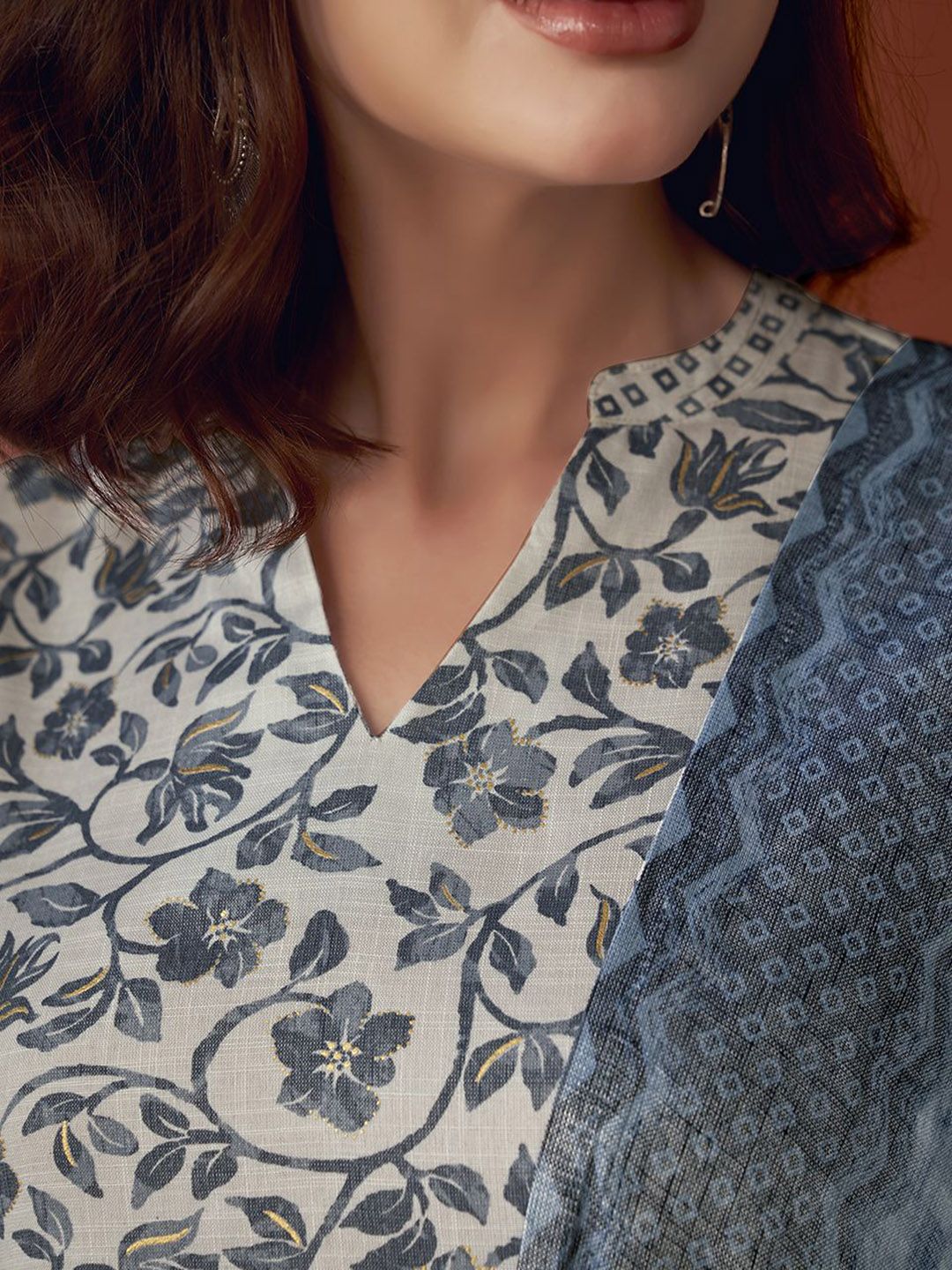 Anouk Floral Printed Regular Kurta with Trousers & Dupatta