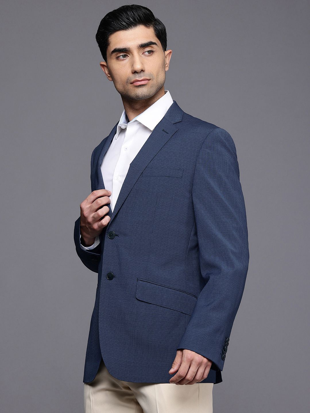 Raymond Micro Checked Contemporary Fit Formal Blazer