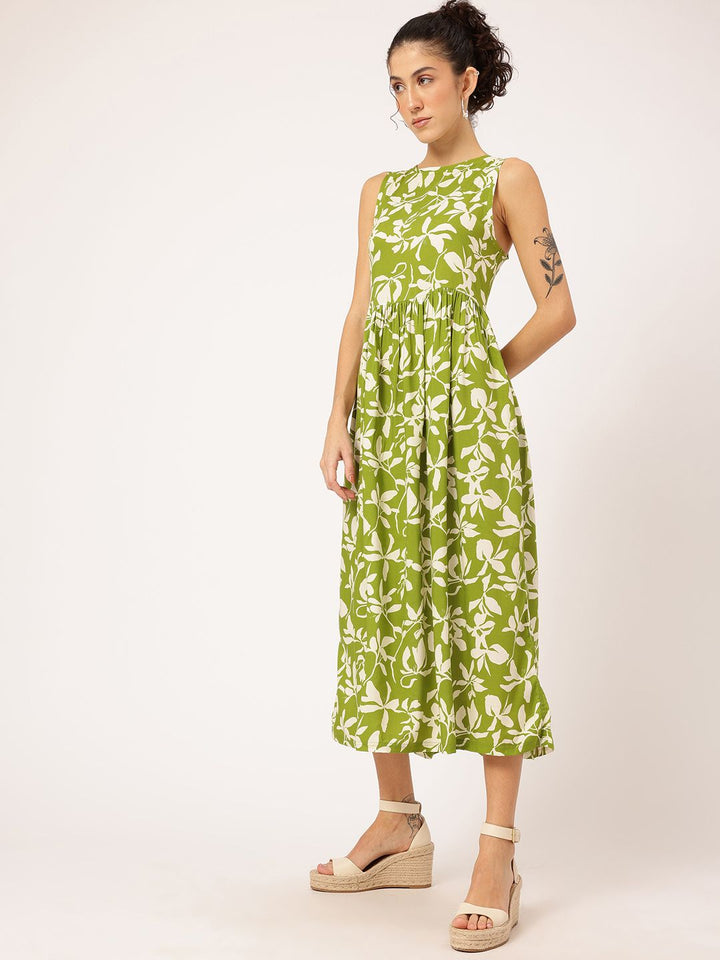 DressBerry Color Pop Petals Floral A-Line Midi Dress