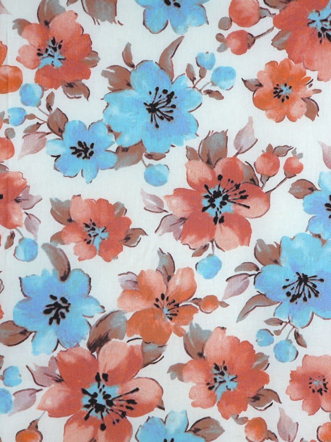 BOMBAY DYEING Allure Orange & White Printed 144 TC Pure Cotton Fitted Queen Bedsheet Set