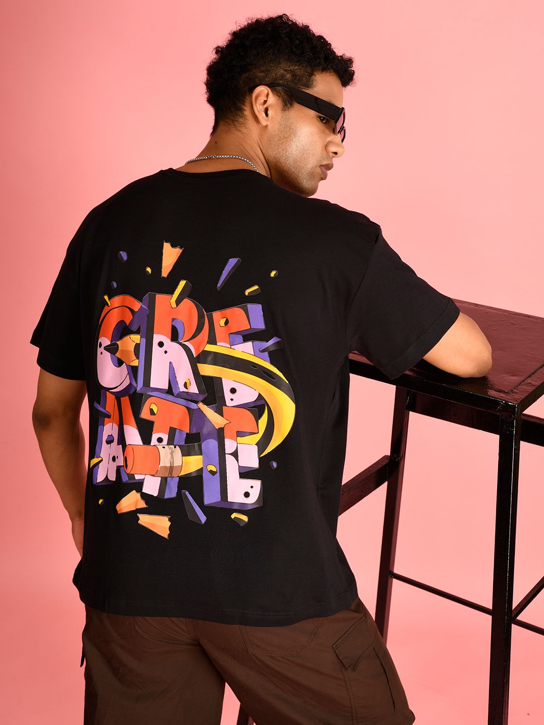 Bene Kleed Men Typography Printed Round Neck Cotton Oversized T-shirt