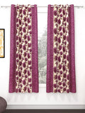 Story@home 2 Pieces Purple & Beige Floral Window Curtains