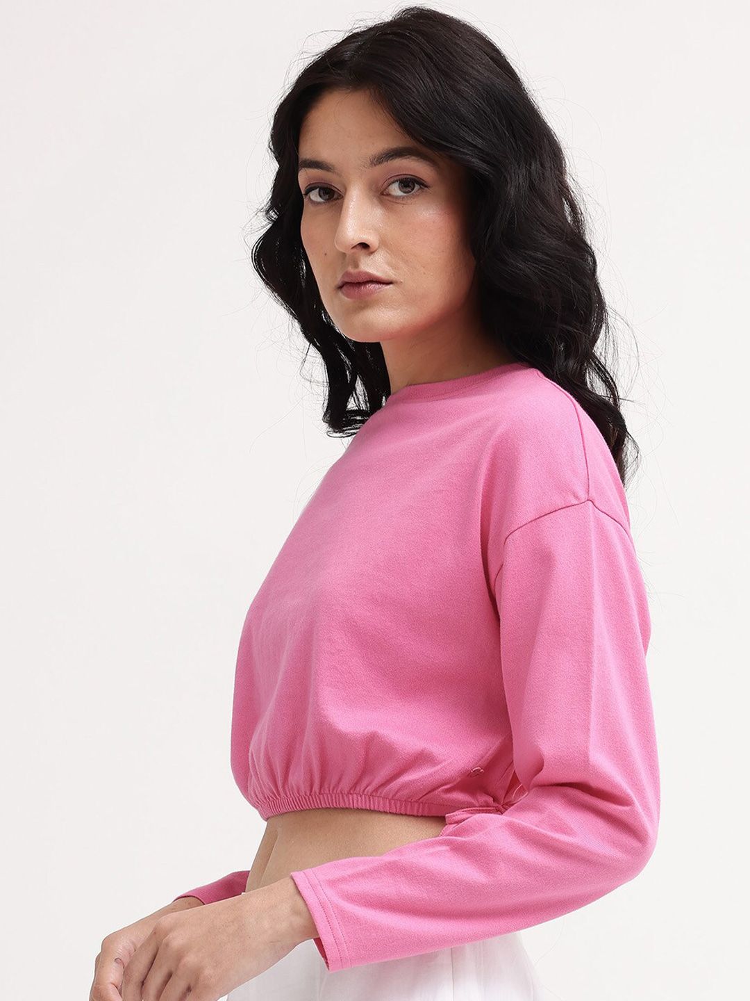 Rareism Cotton Blouson Crop Top