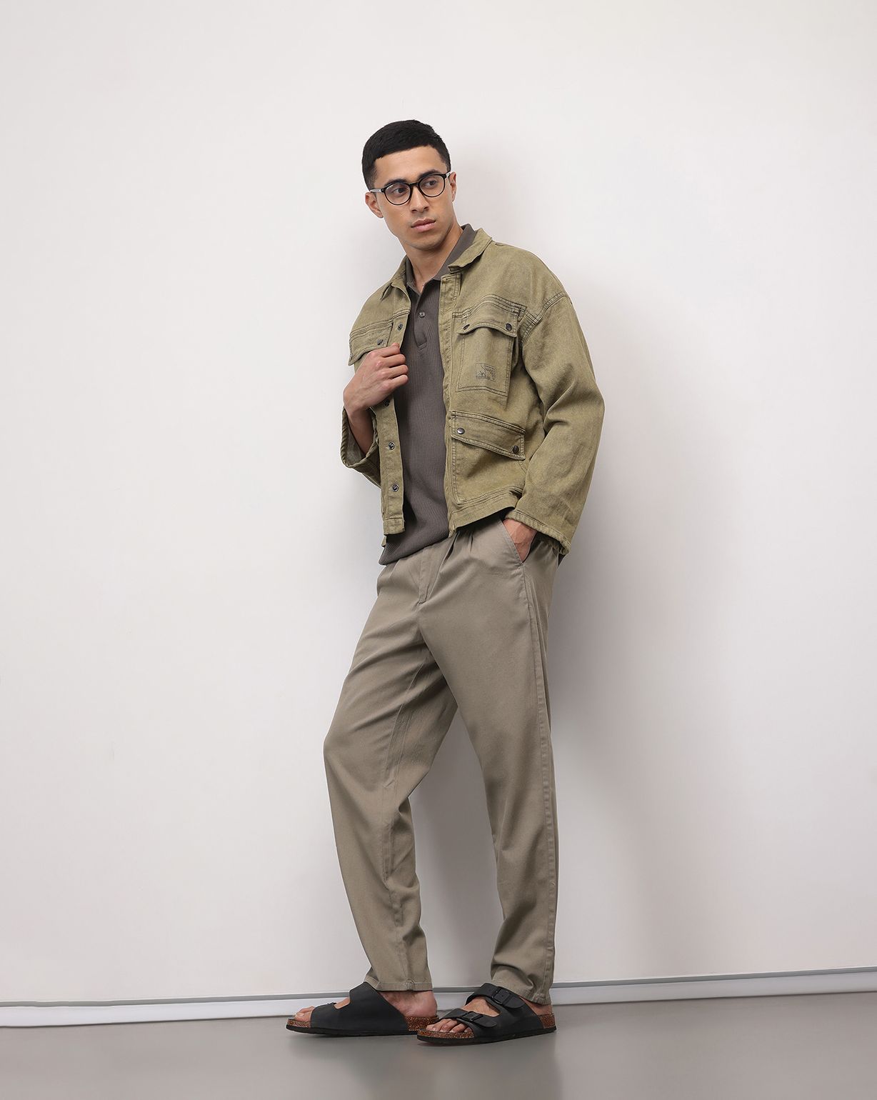 ether 365 Essentials Men Tapered Fit Pleated Chinos Trousers